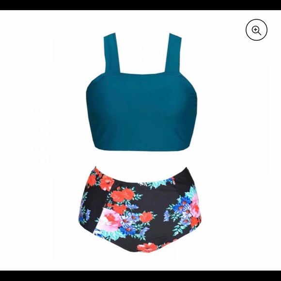 Wisremt 2pcs Bikini Set High Waist Floral Swimsuit - Picture 3 of 5